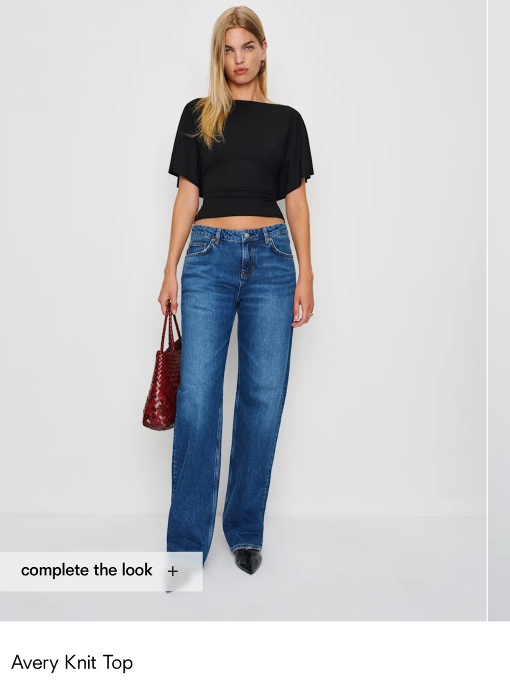 Reformation Black Flutter-Sleeve Cropped Top - Picture 2 of 6